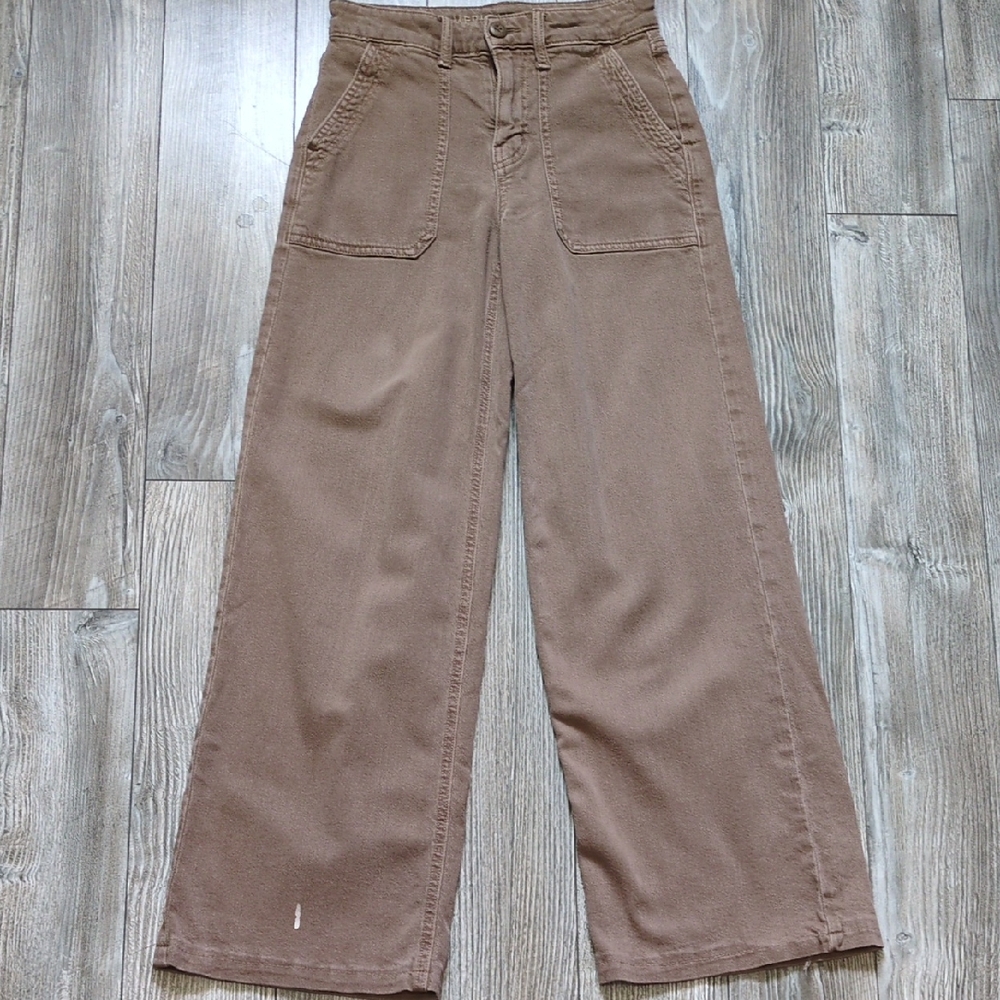 5/$25 American Eagle Brown Super Hi Rise Wide-Leg Pants 000